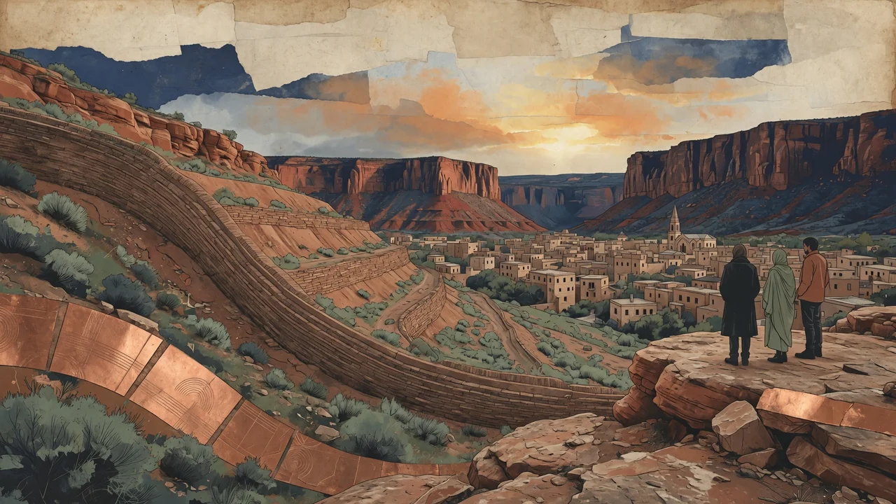 Interpretive red-rock town landscape